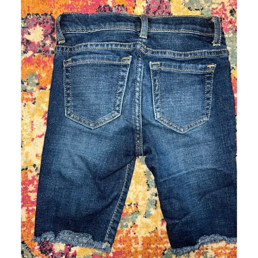 Girls Distressed Denim Skimmer Shorts - Sage Wash (5)